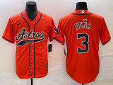 Wholesale Cheap Men's Houston Astros #3 Jeremy Pena Orange With Patch Cool Base Stitched Baseball Jersey