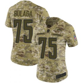 Wholesale Cheap Nike Chargers #75 Bryan Bulaga Camo Women\'s Stitched NFL Limited 2018 Salute To Service Jersey