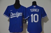Wholesale Cheap Youth Los Angeles Dodgers #10 Justin Turner Blue Stitched MLB Cool Base Nike Jersey