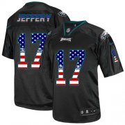Wholesale Cheap Nike Eagles #17 Alshon Jeffery Black Men's Stitched NFL Elite USA Flag Fashion Jersey
