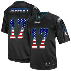 Wholesale Cheap Nike Eagles #17 Alshon Jeffery Black Men\'s Stitched NFL Elite USA Flag Fashion Jersey