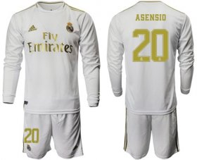 Wholesale Cheap Real Madrid #20 Asensio White Home Long Sleeve Soccer Club Jersey