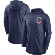 Wholesale Cheap Cleveland Indians Nike Split Logo Performance Long Sleeve Hoodie Top Navy