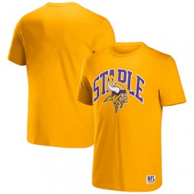 Wholesale Cheap Men\'s Minnesota Vikings x Staple Gold Logo Lockup T-Shirt