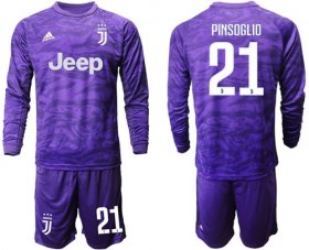Wholesale Cheap Juventus #21 Pinsoglio Purple Goalkeeper Long Sleeves Soccer Club Jersey