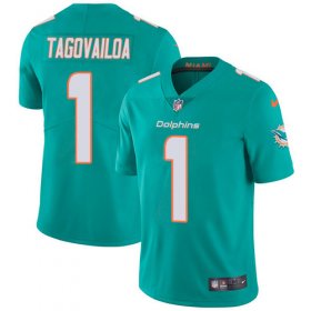 Wholesale Cheap Nike Dolphins #1 Tua Tagovailoa Aqua Green Team Color Men\'s Stitched NFL Vapor Untouchable Limited Jersey