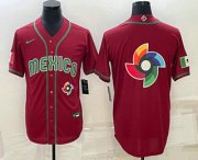 Cheap Men's Mexico Baseball 2023 Red World Baseball Big Logo Classic Stitched Jersey