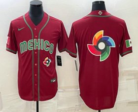 Cheap Men\'s Mexico Baseball 2023 Red World Baseball Big Logo Classic Stitched Jersey