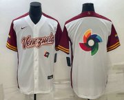 Cheap Men's Venezuela Baseball 2023 White World Big Logo With Patch Classic Stitched Jersey