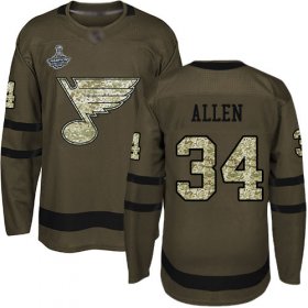 Wholesale Cheap Adidas Blues #34 Jake Allen Green Salute to Service Stanley Cup Champions Stitched NHL Jersey