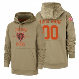 Wholesale Cheap Chicago Bears Custom Nike Tan 2019 Salute To Service Name & Number Sideline Therma Pullover Hoodie