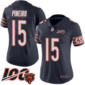 Wholesale Cheap Nike Bears #15 Eddy Pineiro Navy Blue Team Color Women\'s Stitched NFL 100th Season Vapor Limited Jersey
