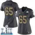 Wholesale Cheap Nike Eagles #65 Lane Johnson Black Super Bowl LII Women's Stitched NFL Limited 2016 Salute to Service Jersey