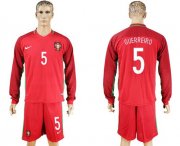 Wholesale Cheap Portugal #5 Guerreiro Home Long Sleeves Soccer Country Jersey