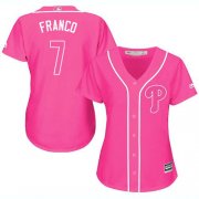 Wholesale Cheap Phillies #7 Maikel Franco Pink Fashion Women's Stitched MLB Jersey