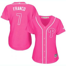 Wholesale Cheap Phillies #7 Maikel Franco Pink Fashion Women\'s Stitched MLB Jersey
