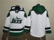 Wholesale Cheap Men's New York Jets Blank White Ageless Must-Have Lace-Up Pullover Hoodie