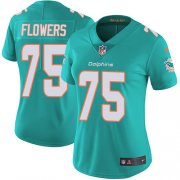 Wholesale Cheap Nike Dolphins #75 Ereck Flowers Aqua Green Team Color Women's Stitched NFL Vapor Untouchable Limited Jersey