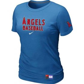 Wholesale Cheap Women\'s Los Angeles Angels Nike Short Sleeve Practice MLB T-Shirt Indigo Blue
