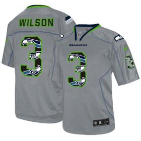 Wholesale Cheap Nike Seahawks #3 Russell Wilson New Lights Out Grey Men\'s Stitched NFL Elite Jersey