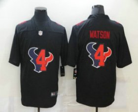 Wholesale Cheap Men\'s Houston Texans #4 Deshaun Watson Black 2020 Shadow Logo Vapor Untouchable Stitched NFL Nike Limited Jersey