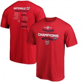 Wholesale Cheap Washington Nationals Majestic 2019 National League Champions Bloop Single Roster T-Shirt Red