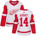 Wholesale Cheap Adidas Red Wings #14 Gustav Nyquist White Road Authentic Women's Stitched NHL Jersey