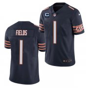 Wholesale Cheap Men's Chicago Bears 2022 #1 Justin Fields Navy With 1-star C Patch Vapor Untouchable Limited Stitched Jersey