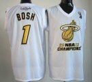 Wholesale Cheap Miami Heat #1 Chris Bosh 2012 NBA Finals Champions White With Gold Jersey