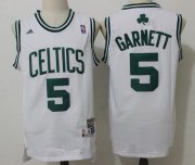 Wholesale Cheap Men's Boston Celtics #5 Kevin Garnett White Hardwood Classics Soul Swingman Stitched NBA Throwback Jersey