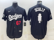 Wholesale Cheap Men's Los Angeles Dodgers #67 Vin Scully Black Red Big Logo With Vin Scully Patch Stitched Jersey