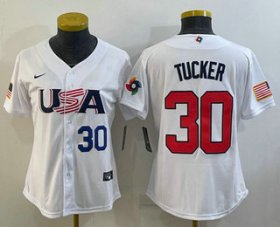 Cheap Women\'s USA Baseball #30 Kyle Tucker Number 2023 White World Classic Stitched Jersey