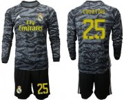 Wholesale Cheap Real Madrid #25 Courtois Black Goalkeeper Long Sleeves Soccer Club Jersey