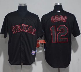 Wholesale Cheap Rangers #12 Rougned Odor Black Strip Stitched MLB Jersey