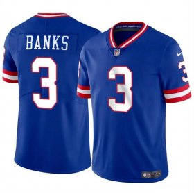 Cheap Men\'s New York Giants #3 Deonte Banks Royal Throwback Vapor Untouchable Limited Football Stitched Jersey
