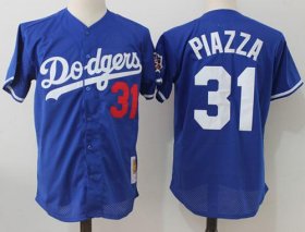 Wholesale Cheap Mitchell And Ness 1997 Dodgers #31 Mike Piazza Blue Throwback Stitched MLB Jersey