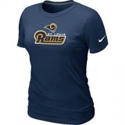 Wholesale Cheap Women's Nike Los Angeles Rams Authentic Logo T-Shirt D.Blue