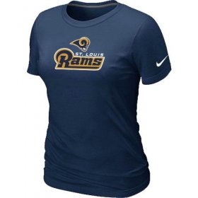 Wholesale Cheap Women\'s Nike Los Angeles Rams Authentic Logo T-Shirt D.Blue