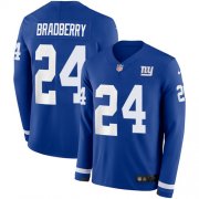 Wholesale Cheap Nike Giants #24 James Bradberry Royal Blue Team Color Men's Stitched NFL Limited Therma Long Sleeve Jersey