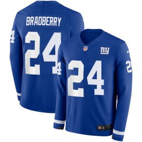 Wholesale Cheap Nike Giants #24 James Bradberry Royal Blue Team Color Men\'s Stitched NFL Limited Therma Long Sleeve Jersey