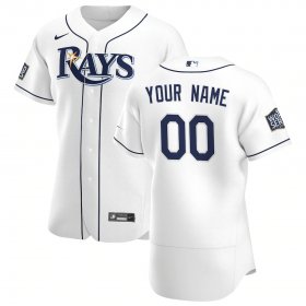 Wholesale Cheap Tampa Bay Rays Custom Men\'s Nike White Home 2020 World Series Bound Authentic Player MLB Jersey