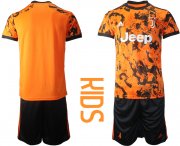 Wholesale Cheap Youth 2020-2021 club Juventus away orange blank Soccer Jerseys