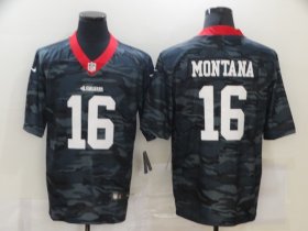 Wholesale Cheap Men\'s San Francisco 49ers #16 Joe Montana 2020 Camo Limited Stitched Nike NFL Jersey
