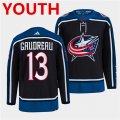 Cheap Youth Columbus Blue Jackets #13 Johnny Gaudreau Navy 2022 Reverse Retro Stitched Jersey