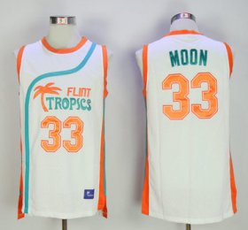 Wholesale Cheap Flint Tropics 33 Jackie Moon White Semi Pro Movie Stitched Basketball Jersey