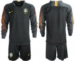 Wholesale Cheap Brazil Blank Black Goalkeeper Long Sleeves Soccer Country Jersey