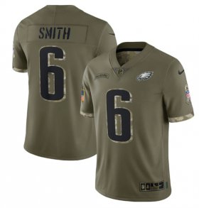 Wholesale Cheap Men\'s Philadelphia Eagles #6 DeVonta Smith 2022 Olive Salute To Service Limited Stitched Jersey