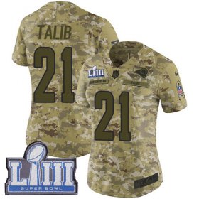 Wholesale Cheap Nike Rams #21 Aqib Talib Camo Super Bowl LIII Bound Women\'s Stitched NFL Limited 2018 Salute to Service Jersey
