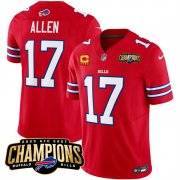 Cheap Men's Buffalo Bills #17 Josh Allen Red 2023 F.U.S.E. AFC East Champions With 4-star C Ptach Football Stitched Jersey