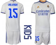 Wholesale Cheap Youth 2021-2022 Club Real Madrid home white 15 Soccer Jerseys